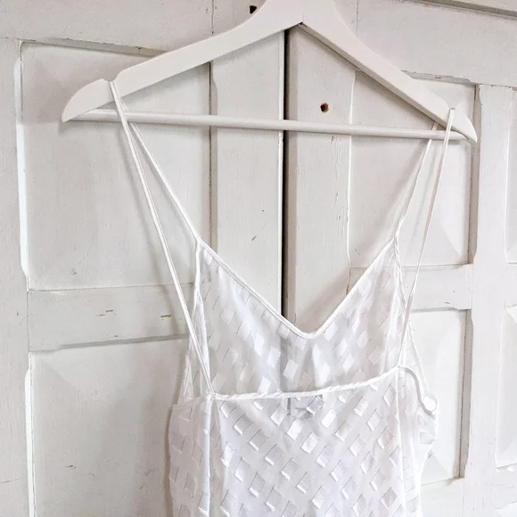 Vintage 70s Miss Dior White Checkered Slip Dress – Size L - Picture 11 of 15